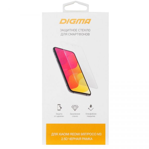 Защитное стекло для сотового телефона Digma 2.5D для Xiaomi Redmi 9, 9T, Poco M3 2.5D (DGG2XPM3AA) для Xiaomi Redmi 9/9T/Poco M3